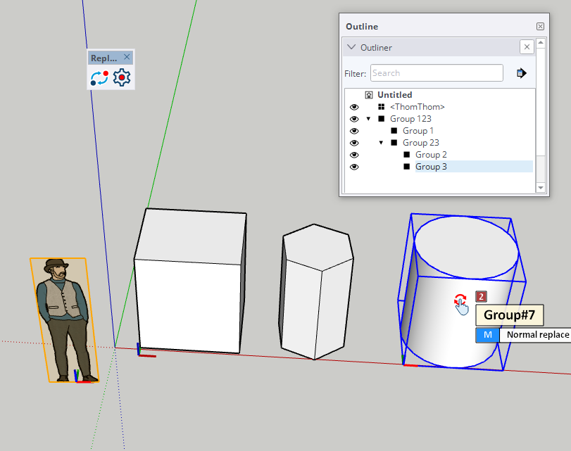 将“ThomThom”放入指定的组中，同时保持其原有的位置不变。